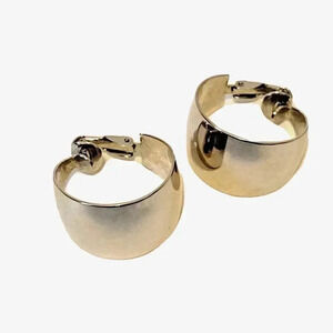 Lia Sophia Silver Tone Clip-on Earrings 1" Hoop 5/8" Width